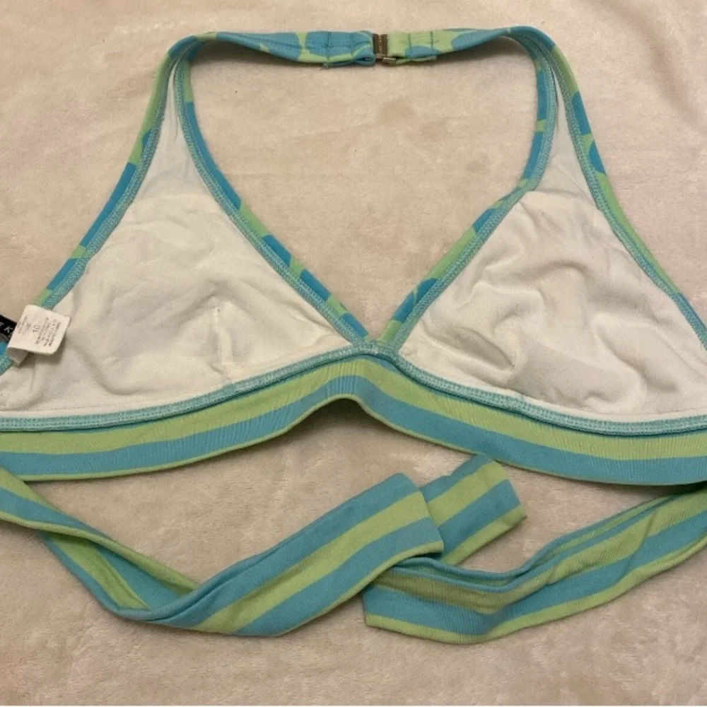 Anne Klein Light Blue and Green Floral Bikini Top